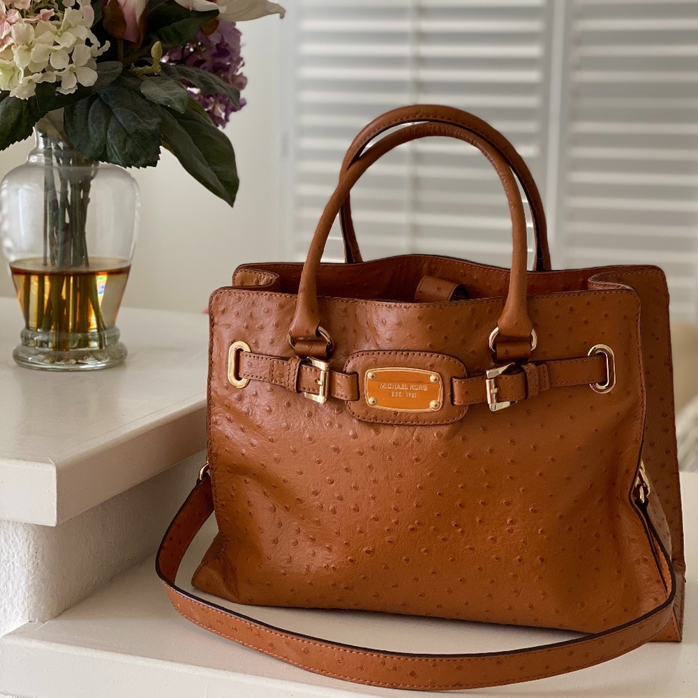 Michael Kors Hamilton Ostrich Embossed Leather Bag